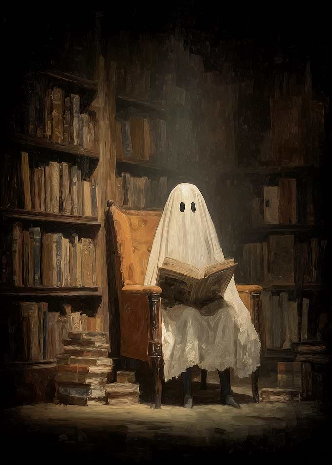 Ghost reading in a library