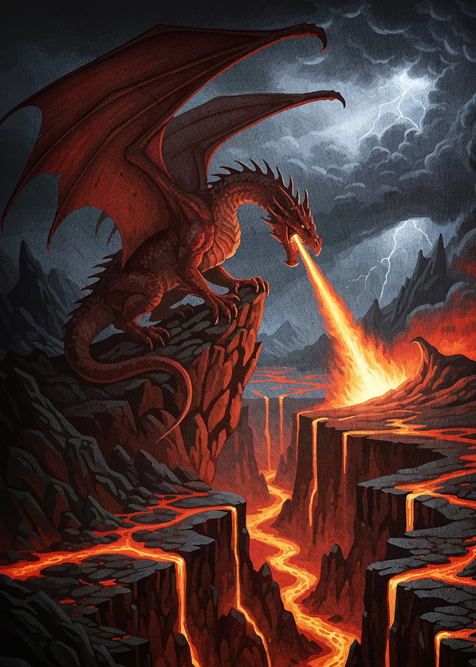 Dragon Breathing Fire Cliff