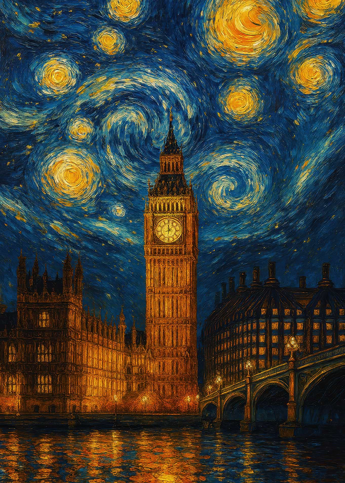 London's Big Ben in Van Gogh Style