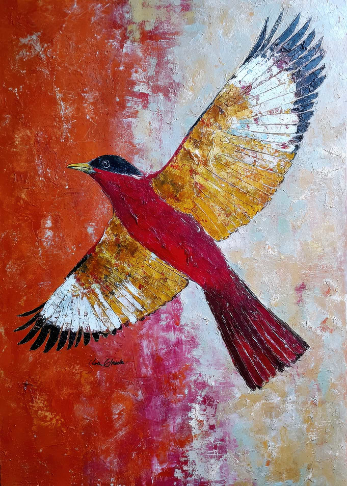 Abstract Bird Painting in Flight