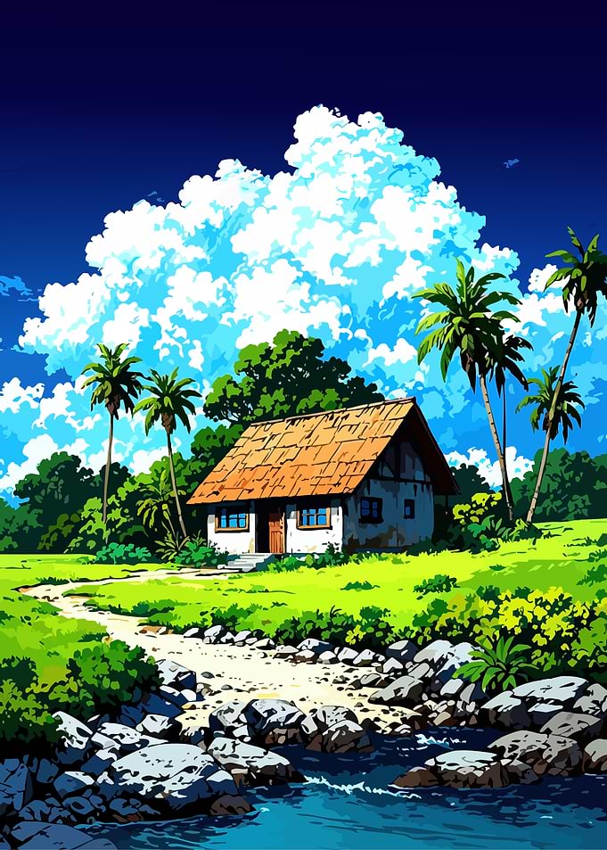 Tropical House Anime Landscape