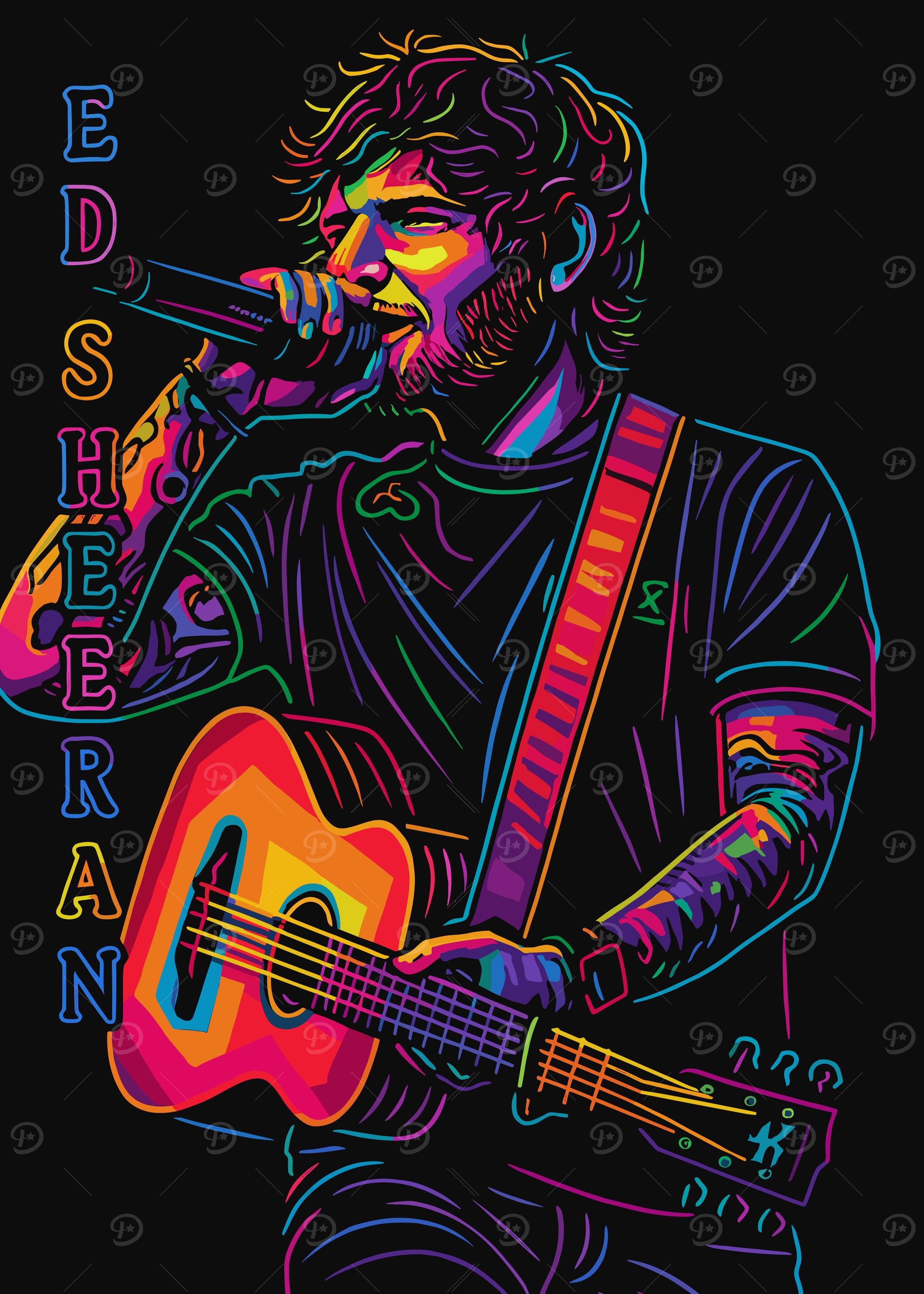 Ed Sheeran Colorful Pop Art Illustration
