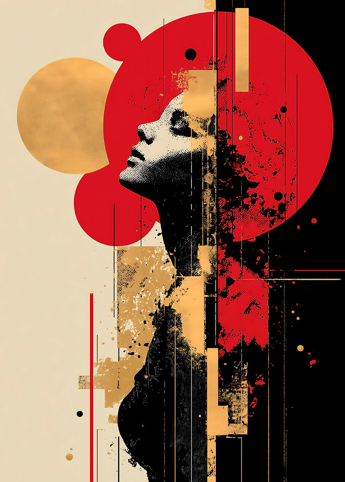 Abstract Woman Portrait with Geometric Shapes
