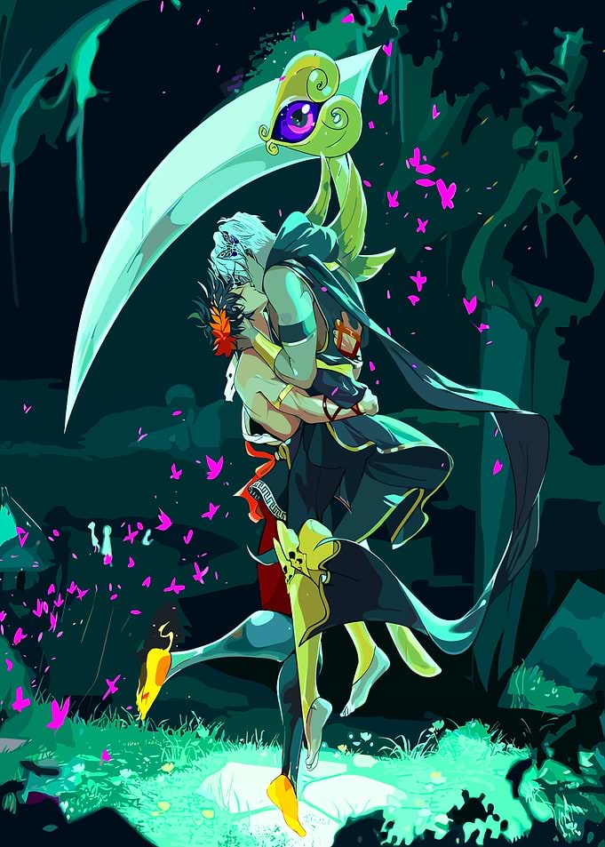 Hades and Zagreus Embrace in Forest