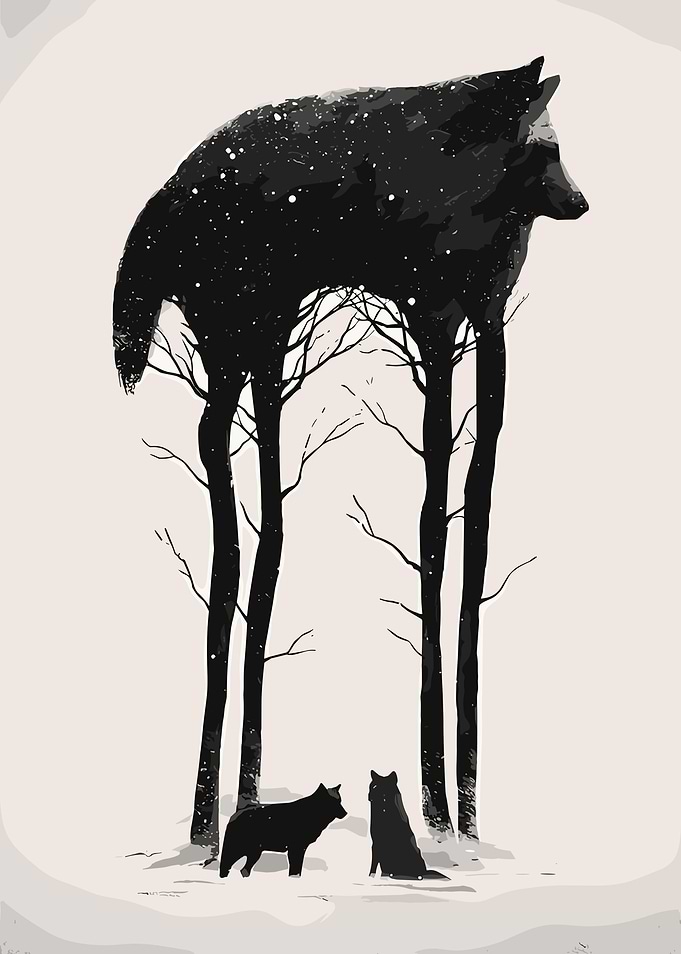 Surreal Wolf Forest