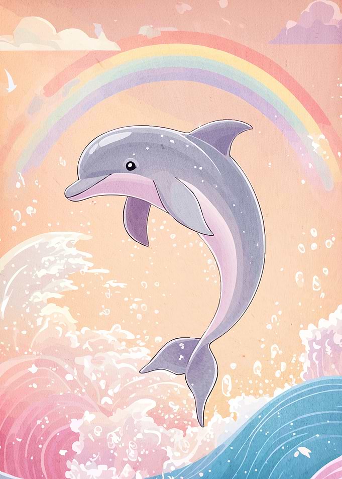 Playful Dolphin Rainbow