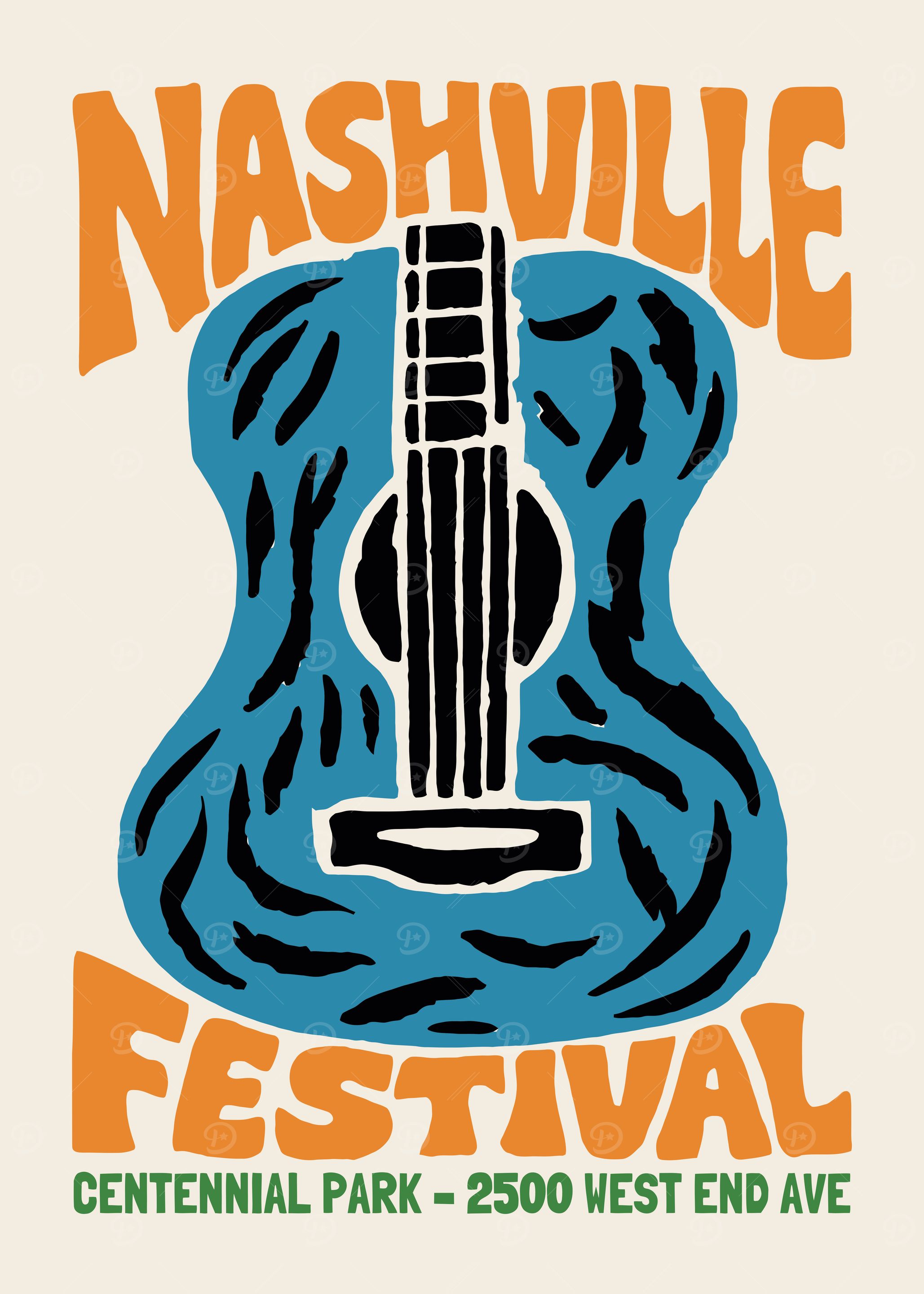 Nashville Festival Guitar Poster