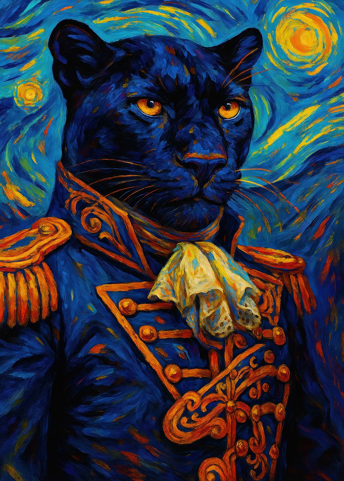 Panther in Military Uniform Art