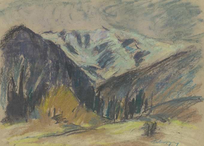 Mountain Landscape Pastel Drawing