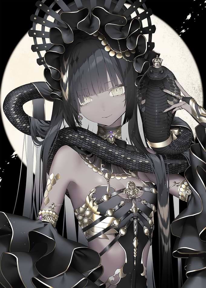 Anime girl with snake and crown
