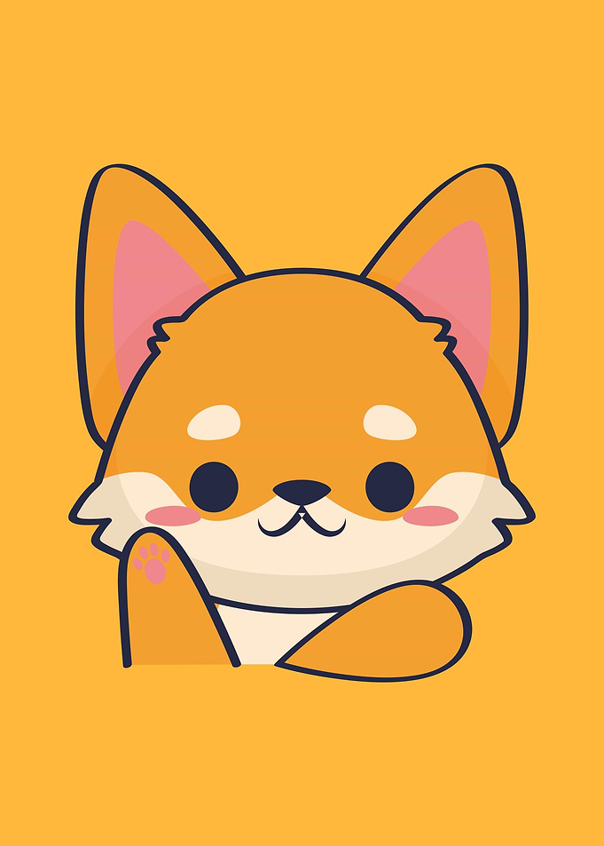 Cute Cartoon Fox Waving