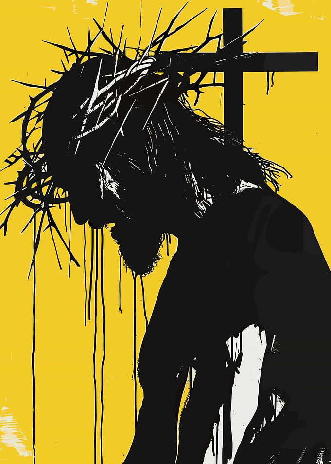 Jesus Christ Silhouette with Crown of Thorns