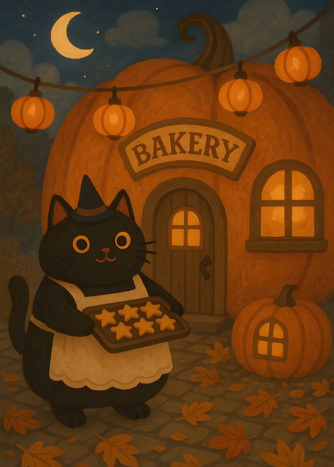 Halloween Bakery Cat Cookies