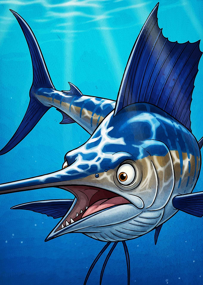 Cartoon Marlin Fish Ocean