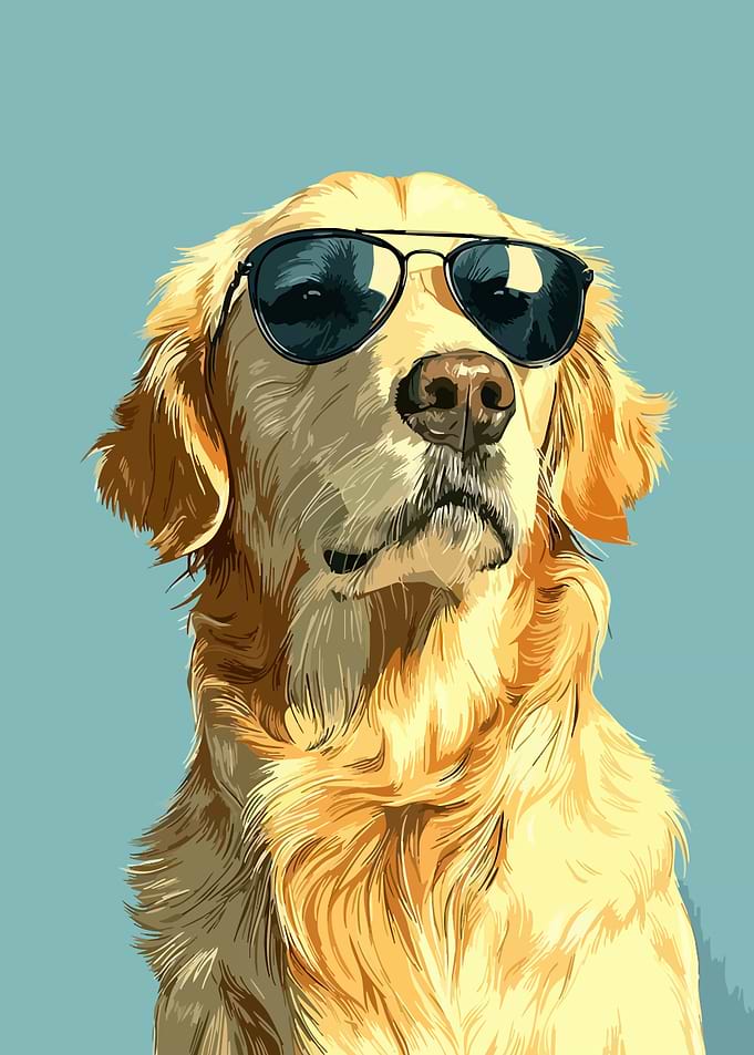Cool Golden Retriever with Sunglasses
