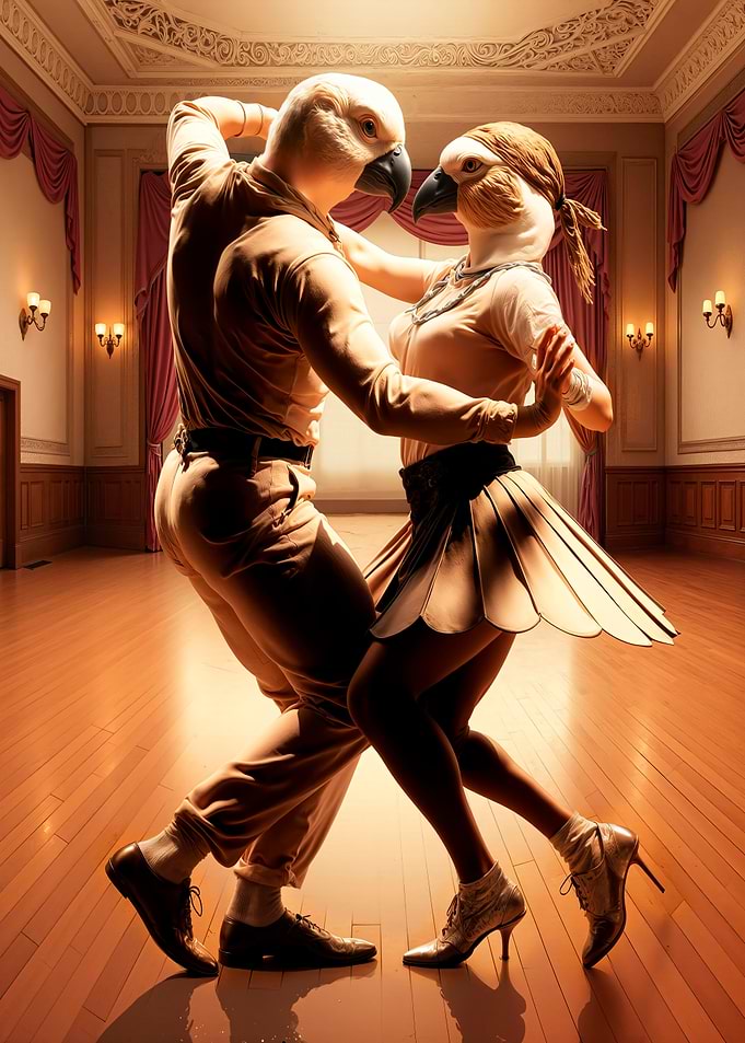 lovebird Dancing in Ballroom