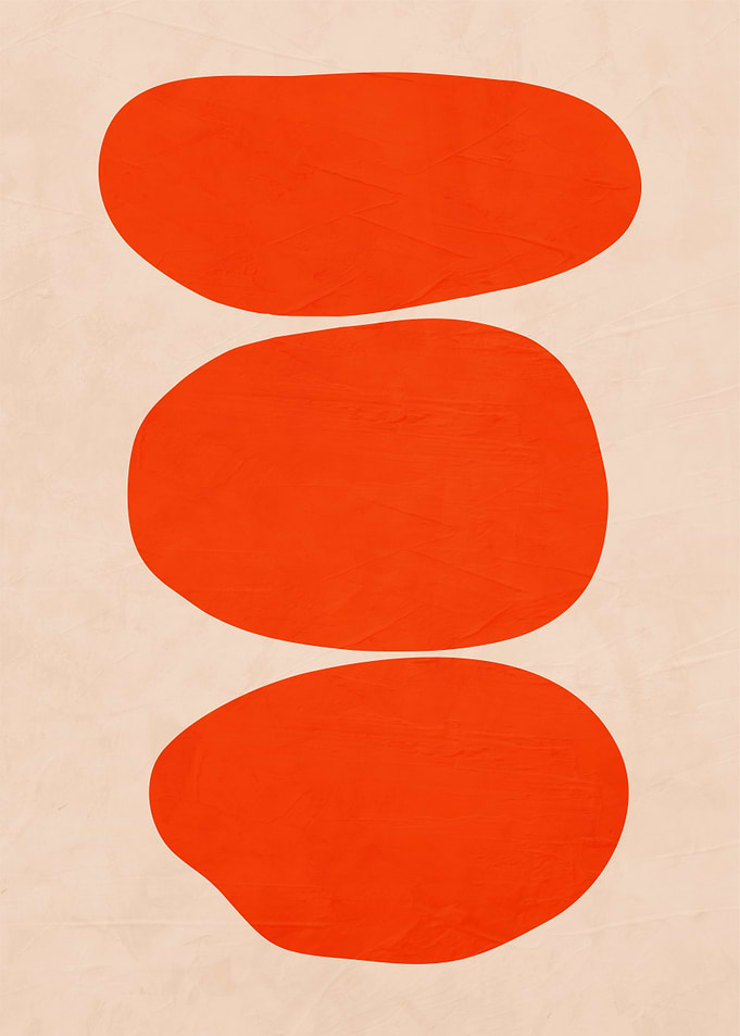 Abstract Orange Shapes on Beige Background