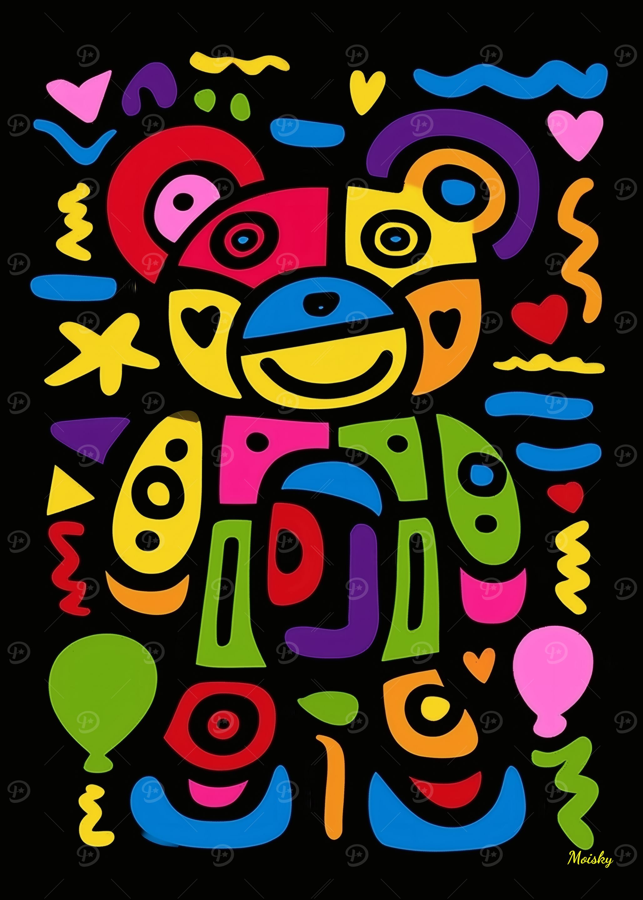 Neon Pop Art Teddy Bear – Bold Colorful Symbol of Joy