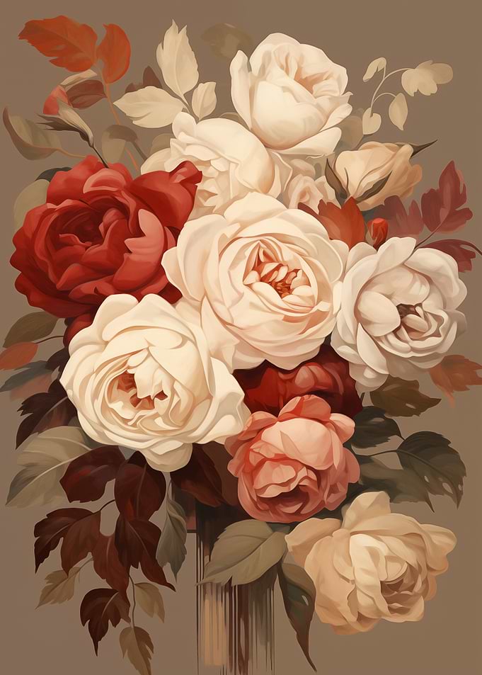 Floral Red and White Roses