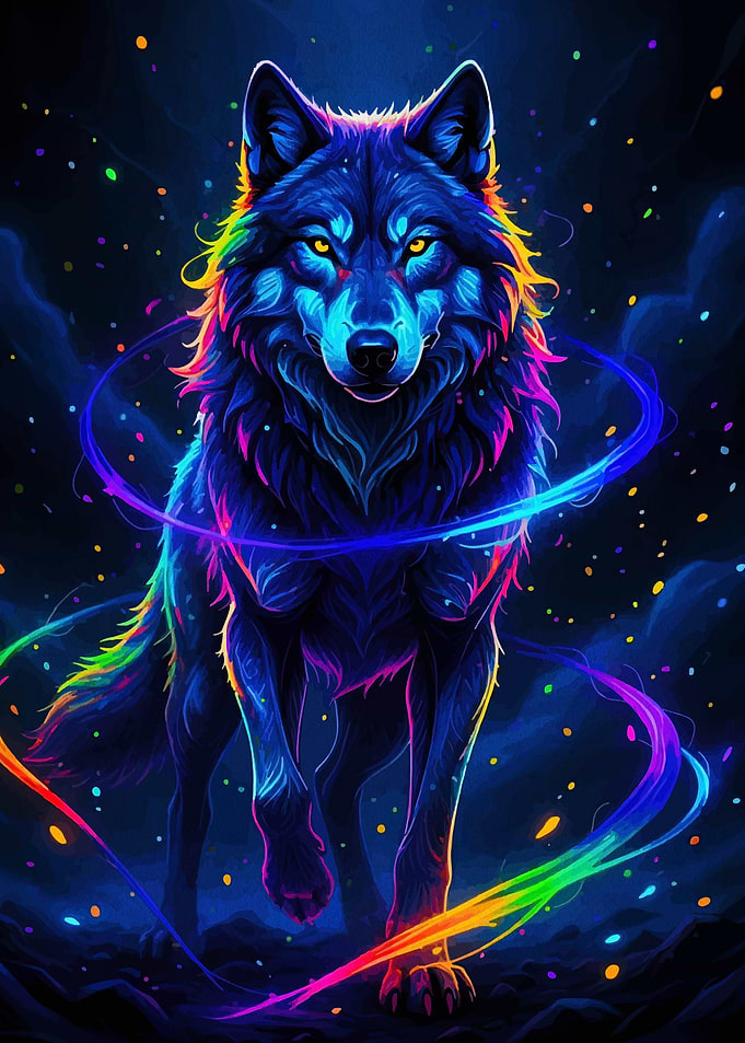 Neon Wolf Portrait