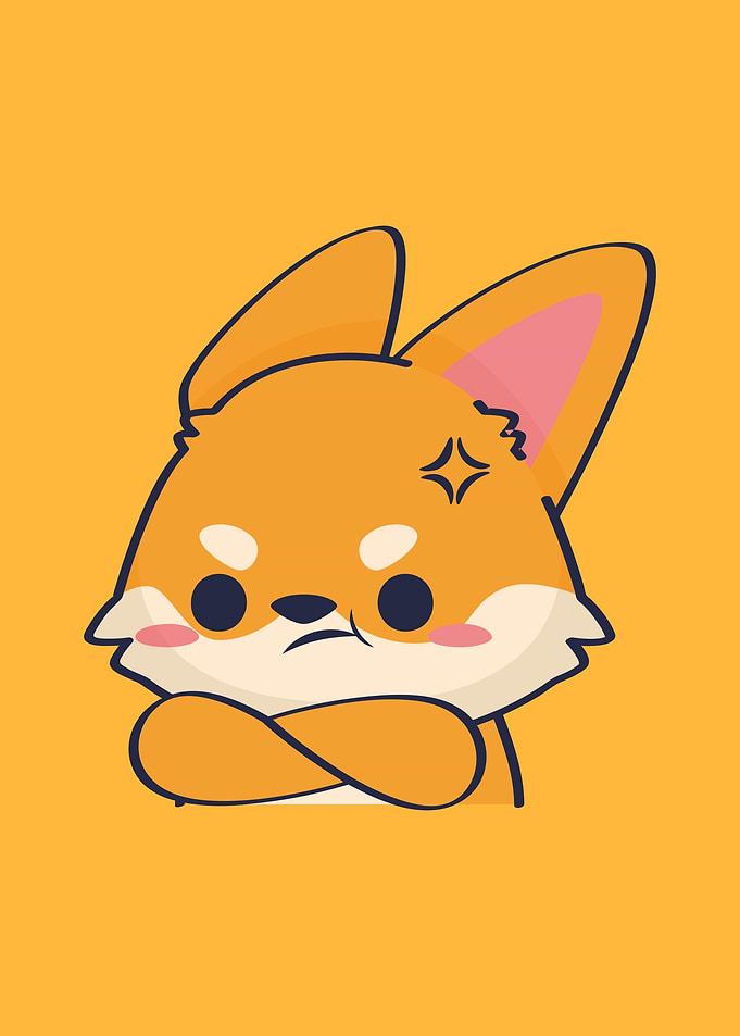 Angry Cartoon Fox with Crossed Arms