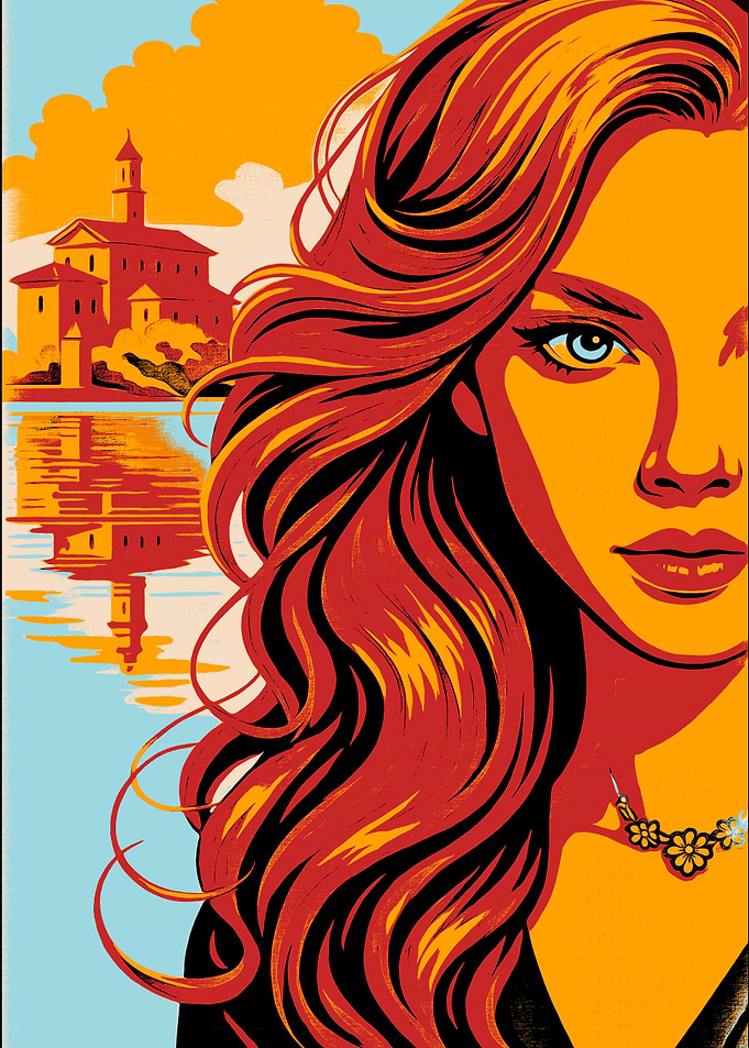 Woman Portrait with Italian Landscape