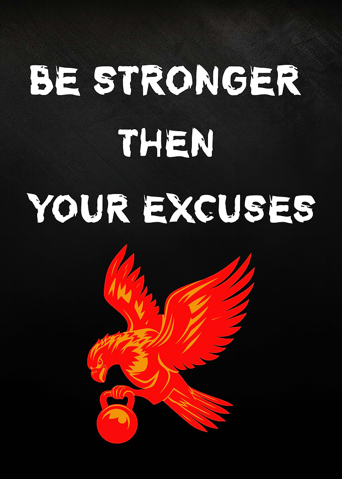 Motivational Fitness Art: Eagle and Kettlebell