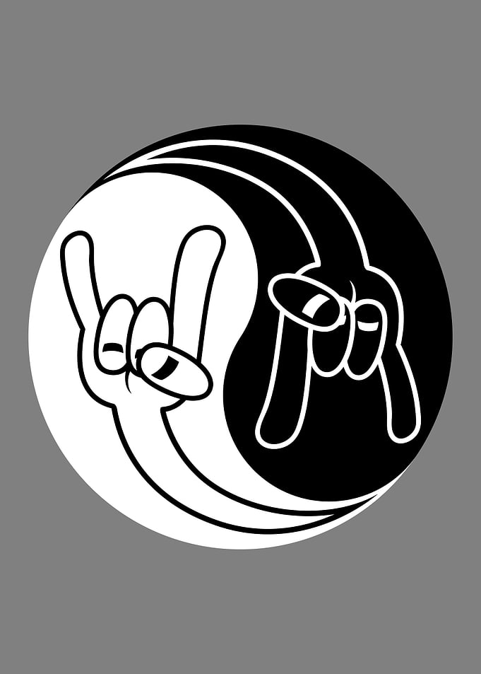 Heavy Metal Devil Horns Yin Yang