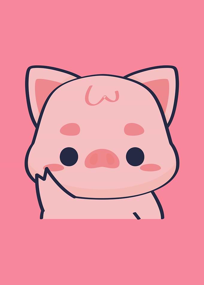 Cute Pink Pig Cartoon Illustration