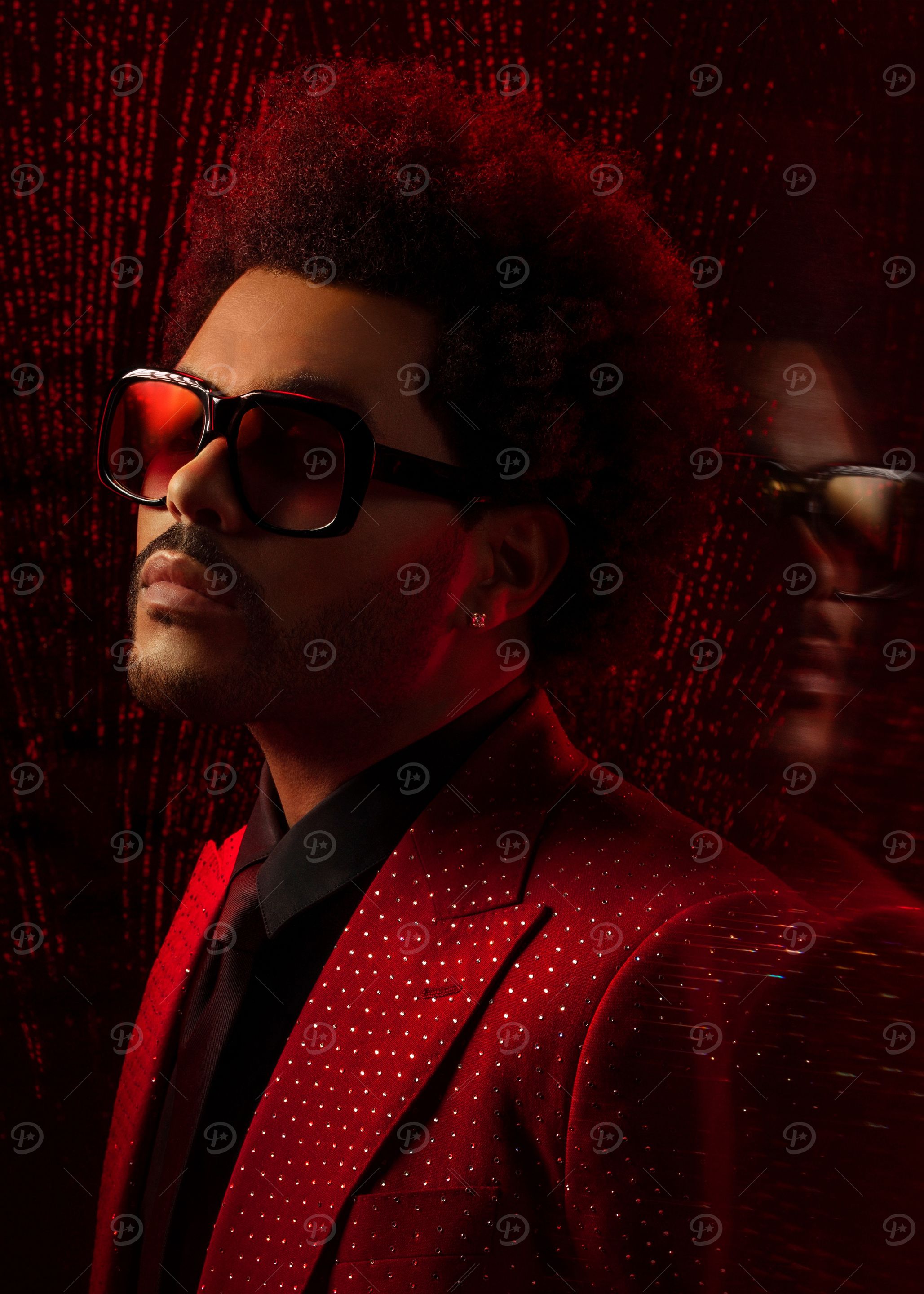 the weeknd in red suit portrait