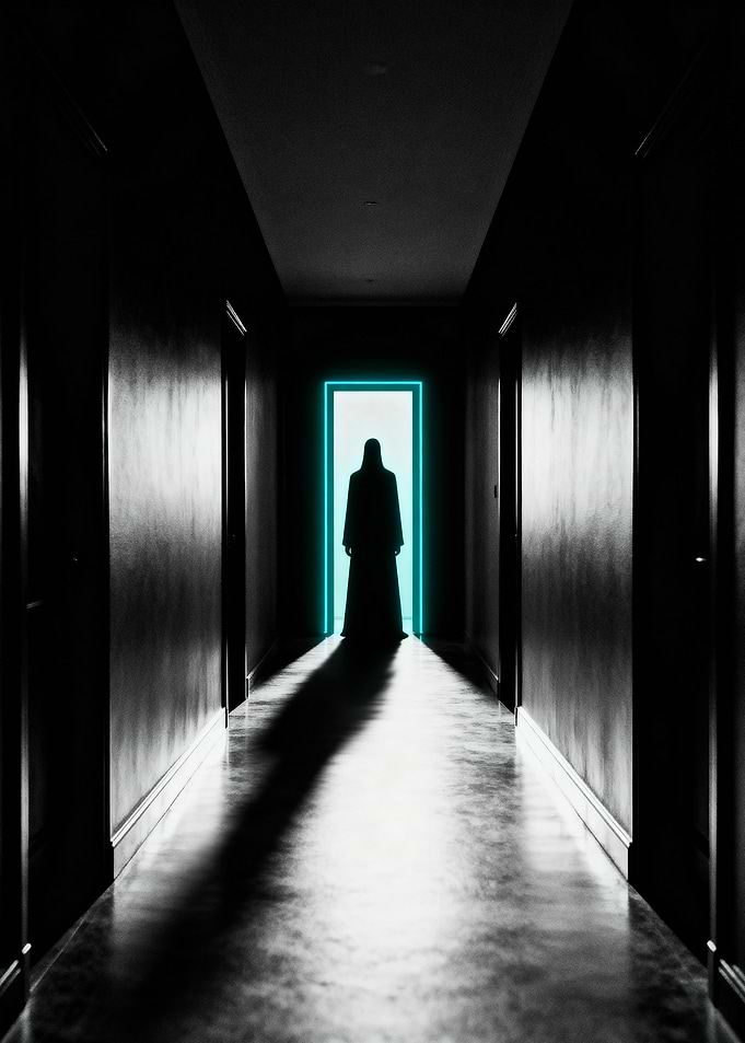 Silhouette in a Dark Hallway