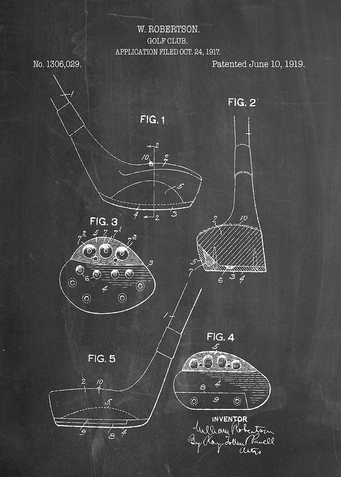Golf Club Patent Drawing - W. Robertson