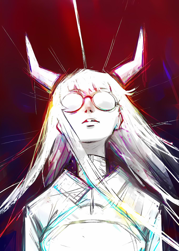 Horned Girl with Glasses Digital Art