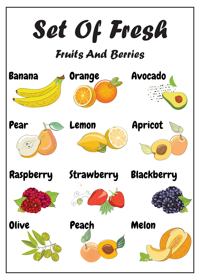 Fresh Fruits and Berries Set