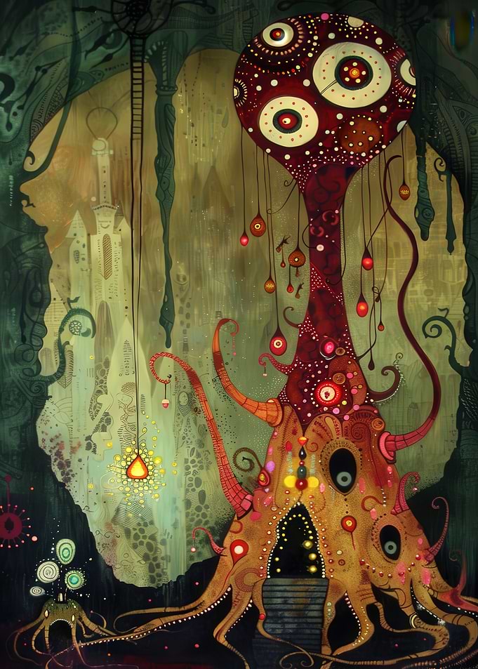 Surreal Treehouse Fantasy Painting