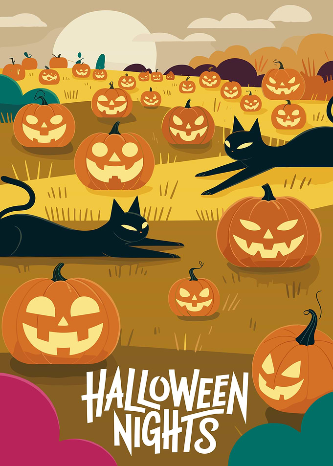Halloween Nights: Pumpkins and Black Cats