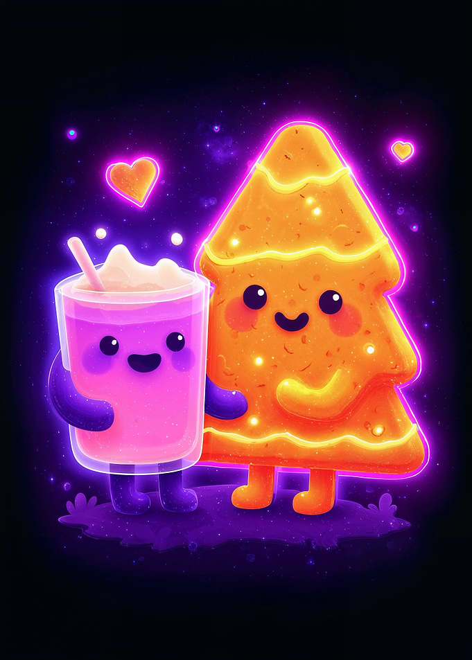 Cute Drink and Tree Cartoon