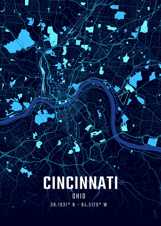 Cincinnati Midnight City Map