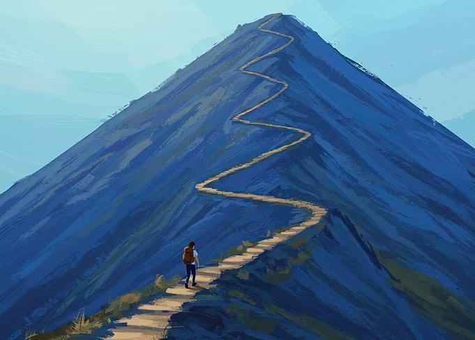 Mountain Trail Hiker Digital Art