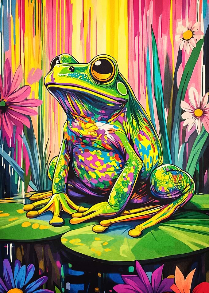 Colorful Frog on Lily Pad