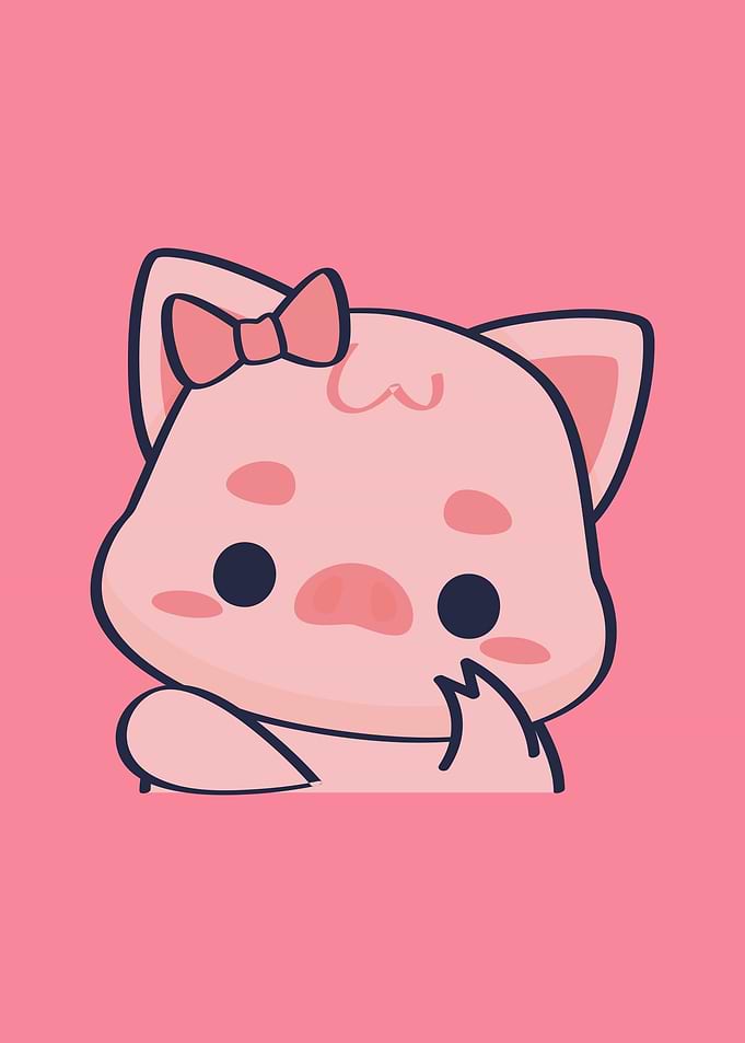 Cute Pink Cartoon babe with Bow