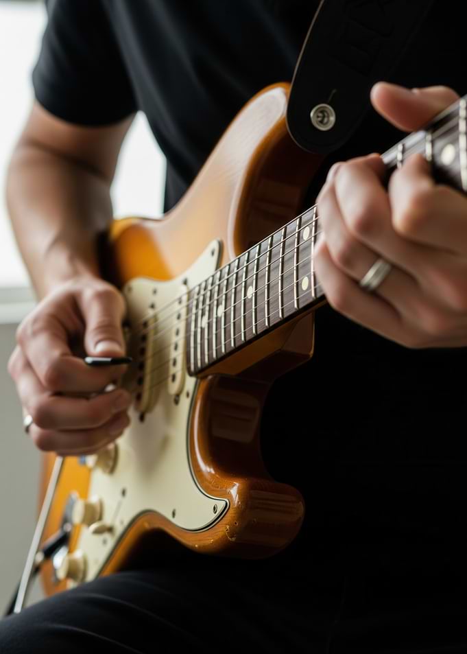 Electric Guitar Player Close-Up