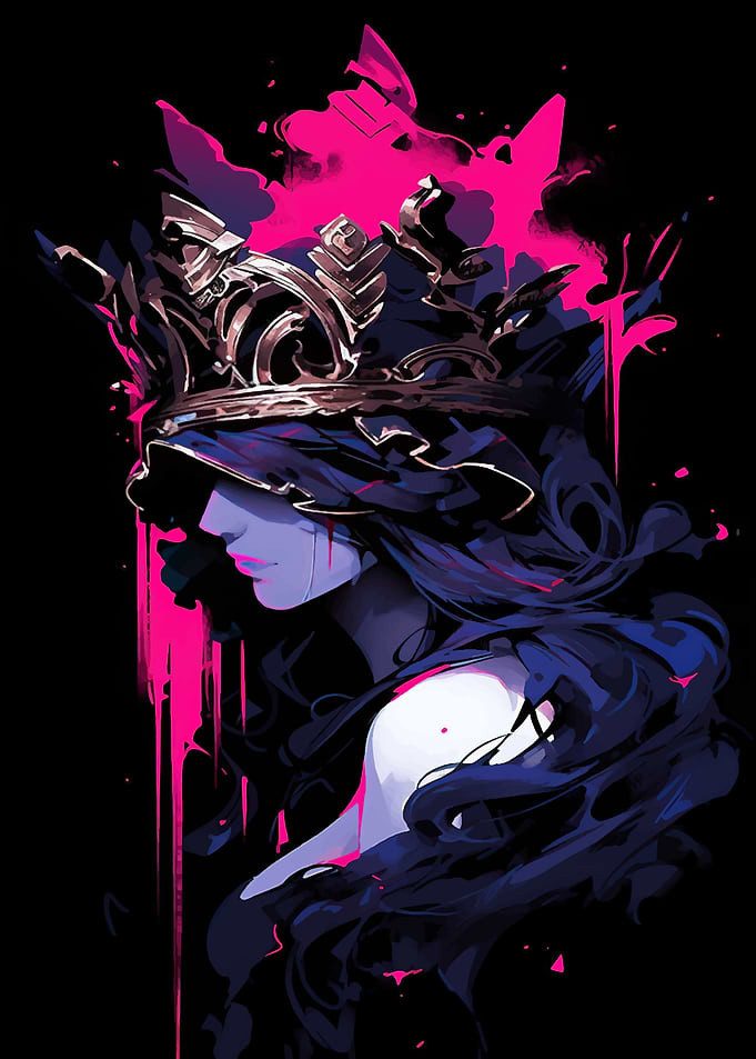 Crowned Woman with Pink Accents