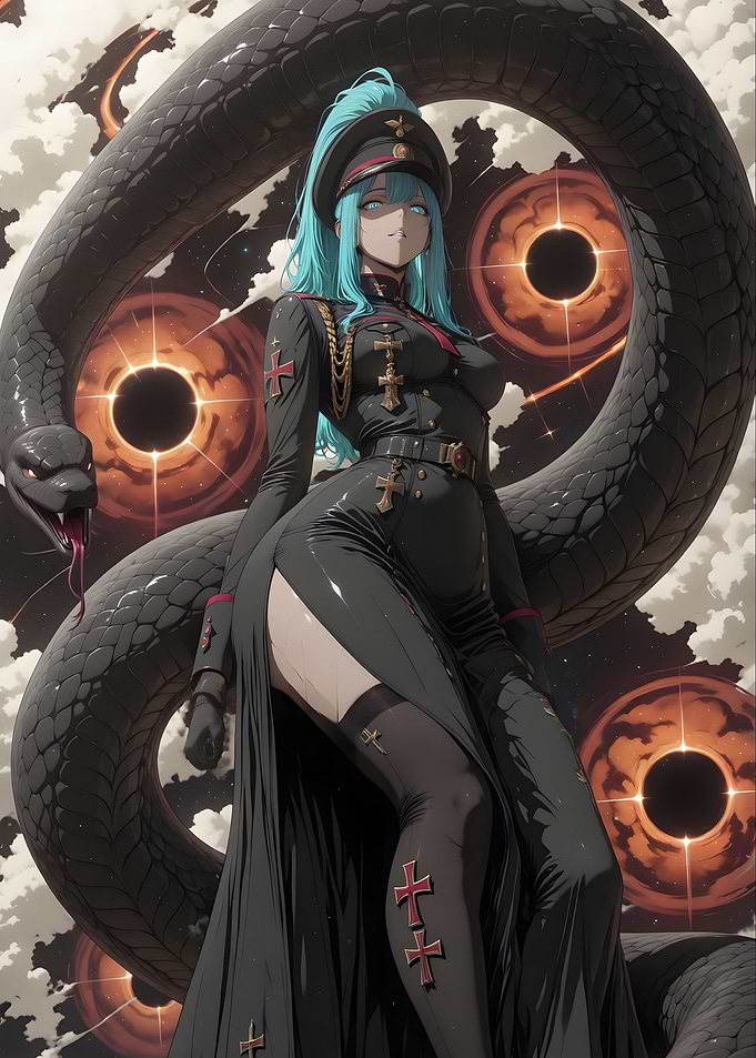 Anime Girl with Snake and Dark Eyes