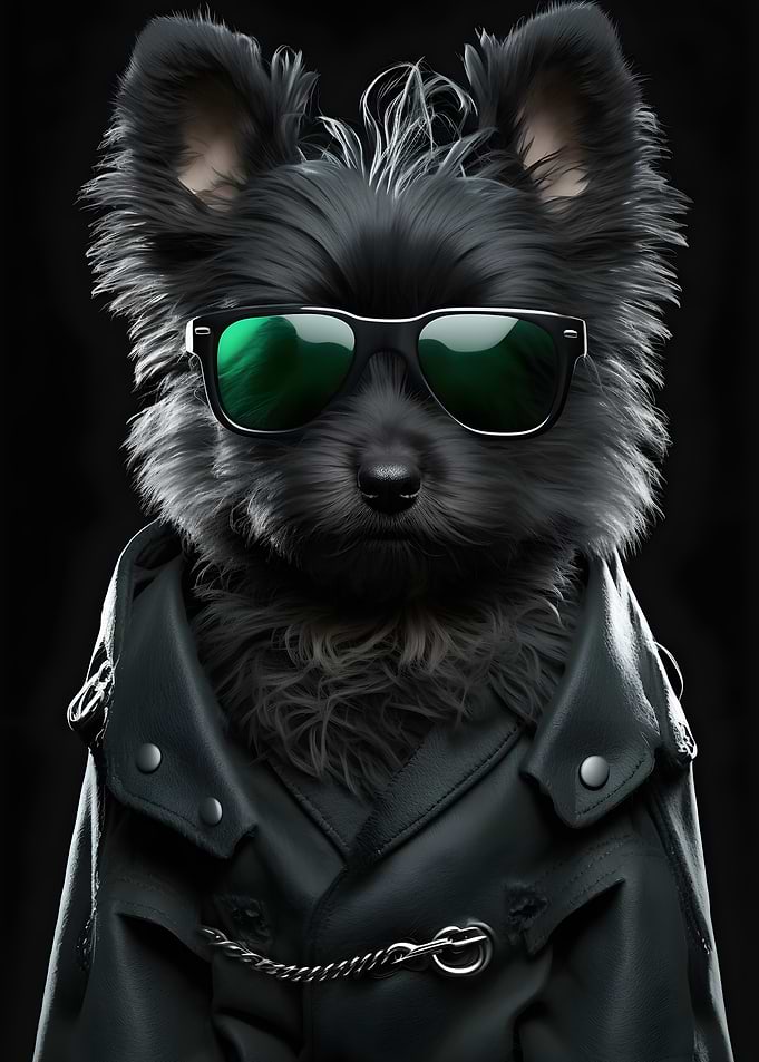 Cool Dog in Leather Jacket