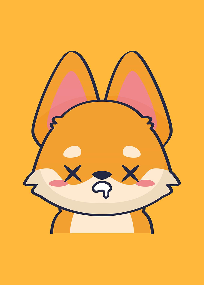 Cartoon Fox with X Eyes