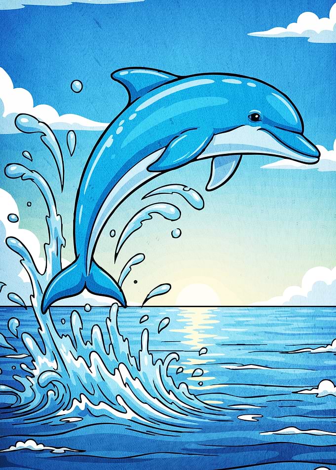 Dolphin Leaping Ocean Waves