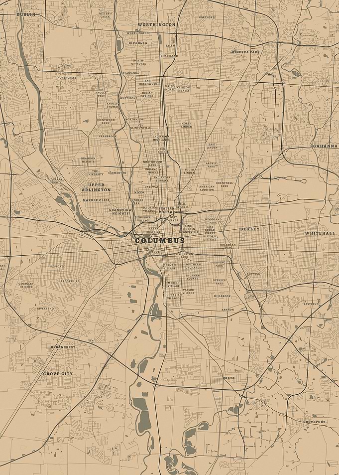 Columbus ,Ohio Vintage Map
