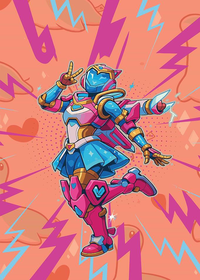 Anime Robot Girl with Pink Accents