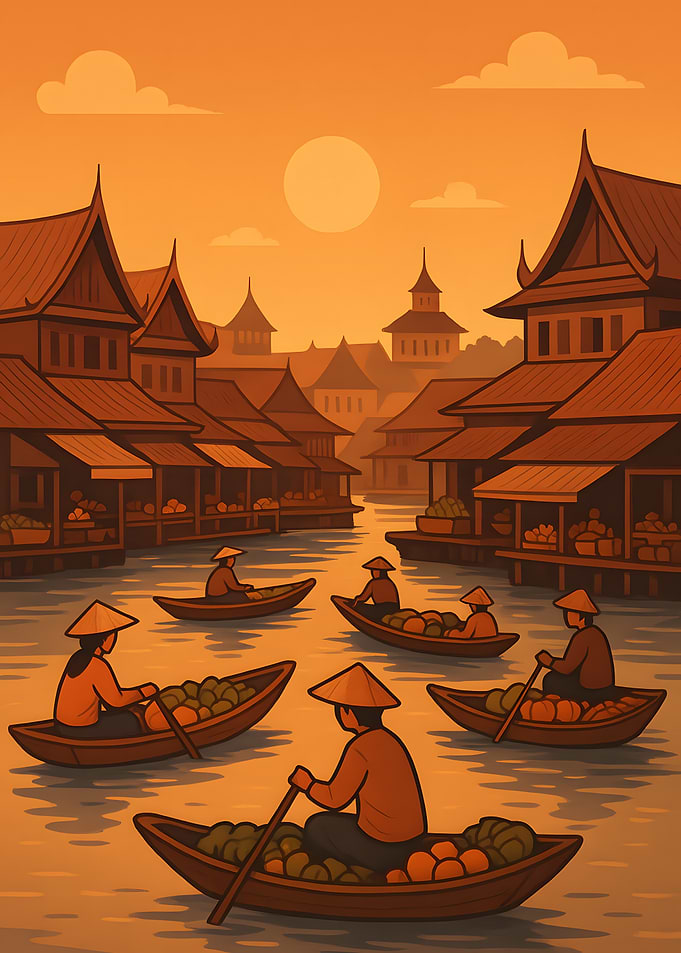 Floating Market Scene in Thailand